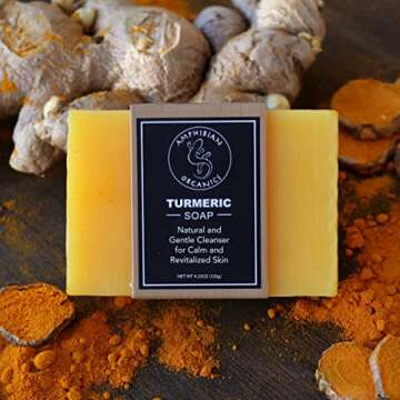 Amphibian Organics Turmeric Soap - All Natural Gentle Cleanser for All Skin Types. No Stain Face & Body Cleanser for Men, Women & Teens.