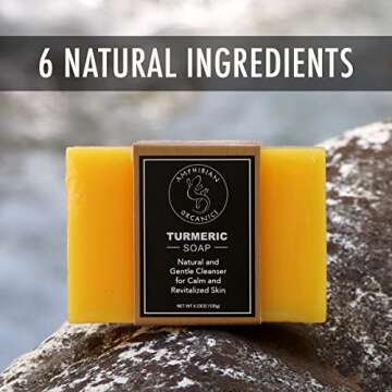 Amphibian Organics Turmeric Soap - All Natural Gentle Cleanser for All Skin Types. No Stain Face & Body Cleanser for Men, Women & Teens.