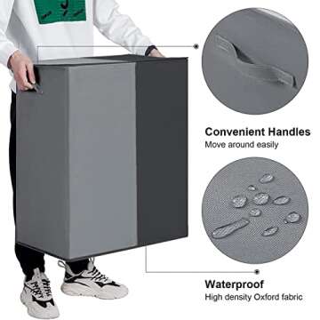 WOWLIVE Double Laundry Baseket with Lid and Removable Laundry Bags,154L Large Laundry Hamper 2 Section Collapsible Dirty Clothes Hamper for Laundry Room,College Dorm,Bathroom, Black and Grey