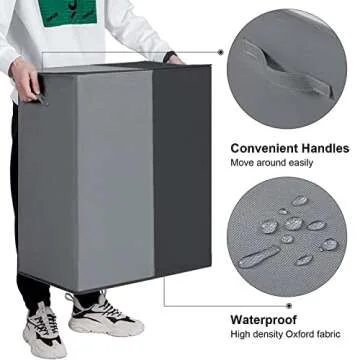 WOWLIVE Double Laundry Baseket with Lid and Removable Laundry Bags,154L Large Laundry Hamper 2 Section Collapsible Dirty Clothes Hamper for Laundry Room,College Dorm,Bathroom, Black and Grey