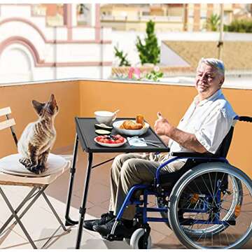 Adjustable TV Tray Table - TV Dinner Tray on Bed & Sofa, Comfortable Folding Table with 6 Height & 3...