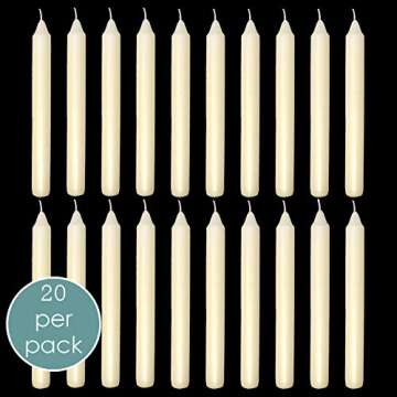 7 Inch Ivory Taper Candles 6 Hour Burning Candle Decorate Your Dinner Wedding Table Dripless and Smokeless Candle Unscented Fits Most candlesticks -20 Pack Household Candles