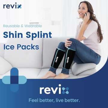 REVIX Calf and Shin Ice Packs, Reusable Leg Cold Packs for Shin Discomfort Relief, Cold Compression ...