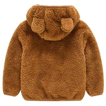 Toddler Girls Boys Fleece Hoody Jacket Zip Up Teddy Coat Warm Winter Outwear