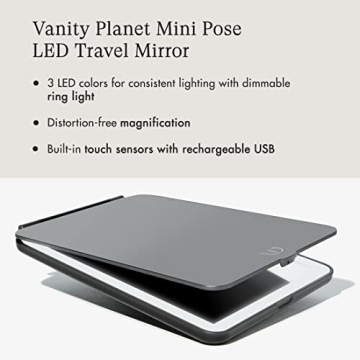 Vanity Planet Mini Pose LED Travel Mirror - Onyx Black