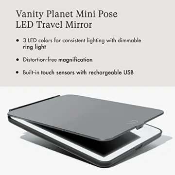 Vanity Planet Mini Pose LED Travel Mirror - Onyx Black