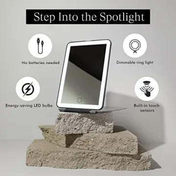 Vanity Planet Mini Pose LED Travel Mirror - Onyx Black