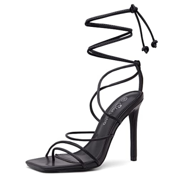 Shoe Land SL-Finely Women's Lace Up Heels - Stylish Stiletto Sandals