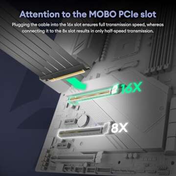 Okinos, PCI-E 4.0 Riser Cable, Compatible with RTX4090, RTX4080, RX7900XTX, PCIe 4.0 x16 High Speed Flexible Extender Card Extension Port 90 Degree Adapter, 300mm Black