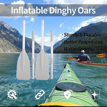Keenso 2Pcs Inflatable Dinghy Oars, Silver Dinghy Paddle Boat Durable Paddles Plastic for Boat Canoe...