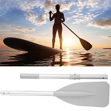 Keenso 2Pcs Inflatable Dinghy Oars, Silver Dinghy Paddle Boat Durable Paddles Plastic for Boat Canoe Water Marine Sports Rowing