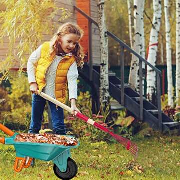 Qtioucp Kids Gardening Tools Outdoor Toys Set Backyard Play with Wheelbarrow Educational STEM Learning Pretend Toys Outdoor Indoor for Toddlers Kids Boys Girls (Green)