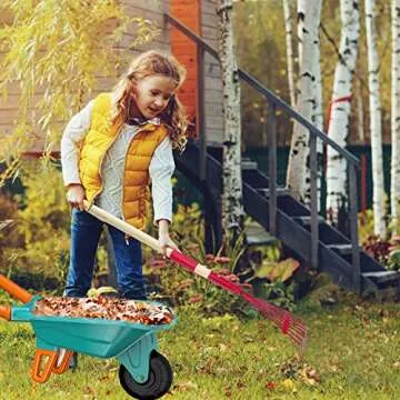 Qtioucp Kids Gardening Tools Outdoor Toys Set Backyard Play with Wheelbarrow Educational STEM Learning Pretend Toys Outdoor Indoor for Toddlers Kids Boys Girls (Green)