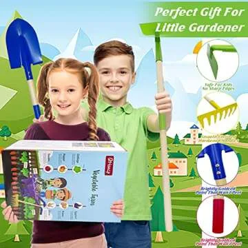 Qtioucp Kids Gardening Tools Outdoor Toys Set Backyard Play with Wheelbarrow Educational STEM Learning Pretend Toys Outdoor Indoor for Toddlers Kids Boys Girls (Green)