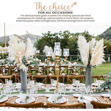 Natural Dried Pampas Grass - 85 Stems Dried Flowers Arrangements – Includes 17 Inch White Pompous Grass, Bunny Tails, Natural Reed Grass – Boho Home Decor Ideal for Wedding Decoration