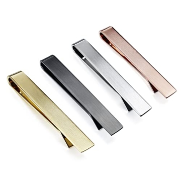 HAWSON Tie Clip-Skinny Tie Bar for Mens 4Pcs Initial Tie Clips Suitable for Wedding Anniversary Busi...