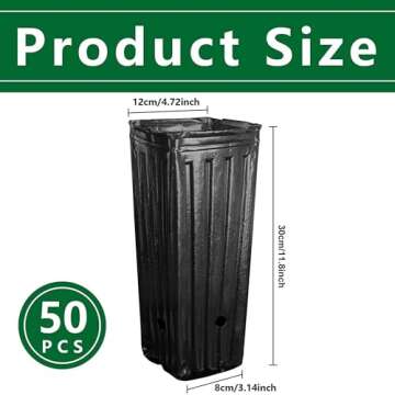 RunNico 50pcs Plastic Deep Plant Nursery Pots,11.8”Tall Tree Pots,Black Deep Seedling Container Po...