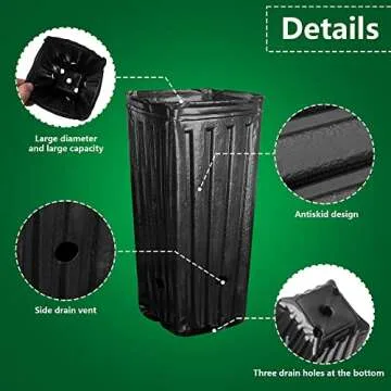 RunNico 50pcs Plastic Deep Plant Nursery Pots,11.8”Tall Tree Pots,Black Deep Seedling Container Pots with Drainage Holes for Indoor Outdoor Gardening (4.72" Wx11.8 H)