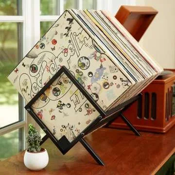 MODERN VINYL Record Storage Racks - Easy Assembly Vinyl Record Holder Stand 100 Lps | Sleek Matte Black LP Holder Stand | Multiuse Vinyl Storage Rack | Storage Rack for Books Magazines Files