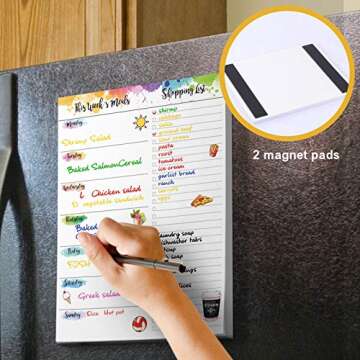 Weekly Meal Planner - Undated Magnetic Notepads with Grocery List, 7" x 9",52 Weeks, Meal Planning P...