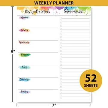 Weekly Meal Planner with Grocery List - 52 Weeks