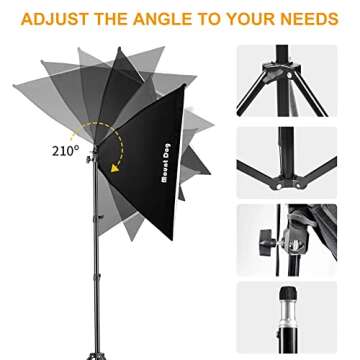 MOUNTDOG Softbox Lighting Kit Photography Studio Light Photo Equipment with 3pcs E27 95W Bulbs Arm H...