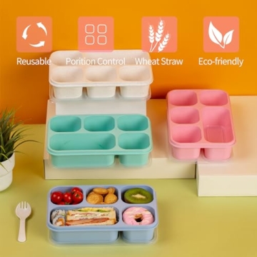 TurtingAs Eco-Friendly 4 Pack Bento Box for Meal Prep