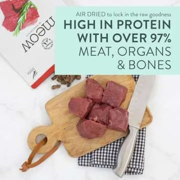 The New Zealand Natural Pet Food Co. Meow Air Dried Cat Food - Venison Recipe, High Protein Dry Cat Food Use as a Complete Diet, Topper, Mixer, or as Cat Training Treats, All Life Stages, 26.5 oz