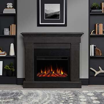 Real Flame Crawford Slim Indoor Electric Fireplace with Mantel for Living Room or Bedroom, Replaceab...