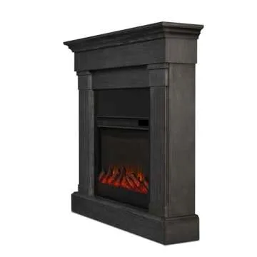 Real Flame Crawford Slim Indoor Electric Fireplace with Mantel for Living Room or Bedroom, Replaceable Fireplace Insert Heater, Realistic Log and Flame Effect, Remote Control, Timer
