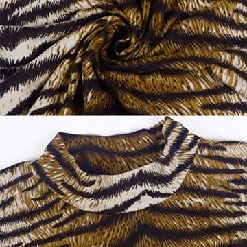 LuFeng Women's Long Sleeve High Neck Tigerskin Snakeskin Print Midi Bodycon Dress Party Club Dress