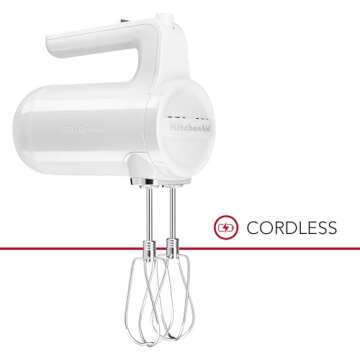 KitchenAid Cordless 7 Speed Hand Mixer - KHMB732, White