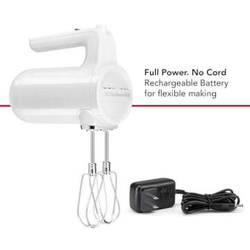 KitchenAid Cordless 7 Speed Hand Mixer - KHMB732, White