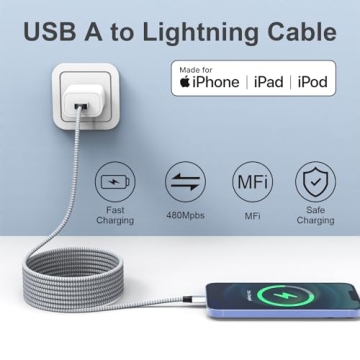 Durable MFi Certified Lightning Charging Cable 6FT 3Pack