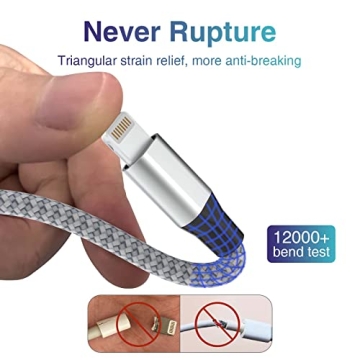 Durable MFi Certified Lightning Charging Cable 6FT 3Pack