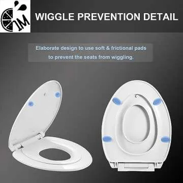Elongated Toilet Seat with Toddler Seat Built In, Slow Close for Both Child & Adult Seats, Potty Training Seat, No Wiggle and Easy to Install, Detachable Toddler Seat for Longterm Usage, White