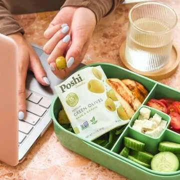 Poshi Natural Whole Pitted Olives | 24 Pack Variety | Basil & Garlic, Chili & Oregano, Lemon & Rosemary | Vegan, Kosher, Gluten Free + Keto Friendly Healthy Snacks, 1.1 Ounce (Pack of 24)