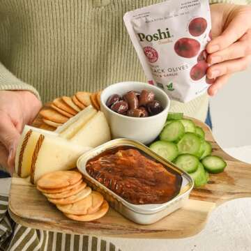 Poshi Natural Whole Pitted Olives | 24 Pack Variety | Basil & Garlic, Chili & Oregano, Lemon & Rosemary | Vegan, Kosher, Gluten Free + Keto Friendly Healthy Snacks, 1.1 Ounce (Pack of 24)