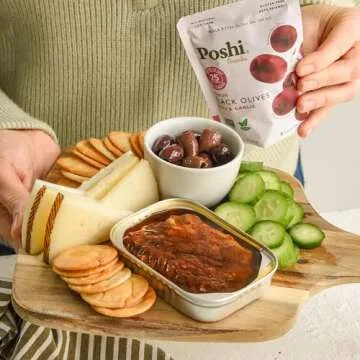 Poshi Natural Whole Pitted Olives | 24 Pack Variety | Basil & Garlic, Chili & Oregano, Lemon & Rosemary | Vegan, Kosher, Gluten Free + Keto Friendly Healthy Snacks, 1.1 Ounce (Pack of 24)