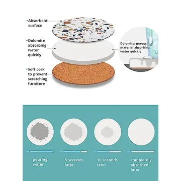 Stylish LIFVER Absorbent Drink Coasters Set of 6 with Holder