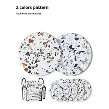 Stylish LIFVER Absorbent Drink Coasters Set of 6 with Holder