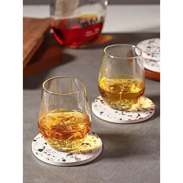 Stylish LIFVER Absorbent Drink Coasters Set of 6 with Holder
