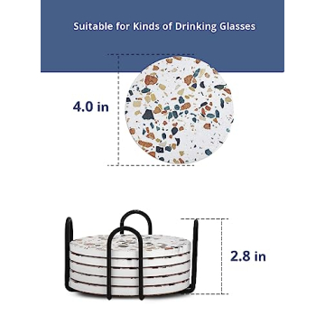 Stylish LIFVER Absorbent Drink Coasters Set of 6 with Holder