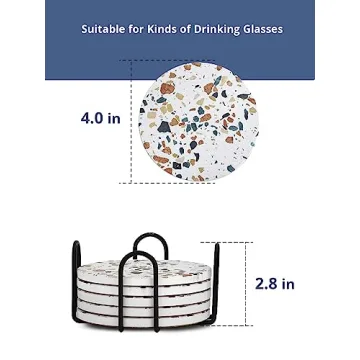 Stylish LIFVER Absorbent Drink Coasters Set of 6 with Holder