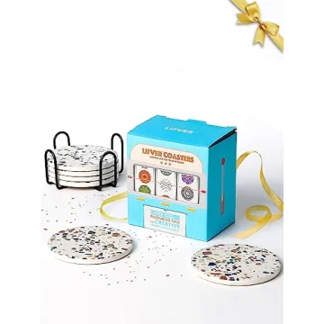 Stylish LIFVER Absorbent Drink Coasters Set of 6 with Holder