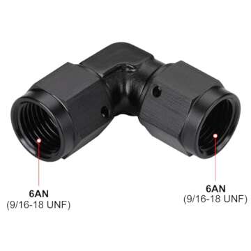 Podavelle 6AN Female to 6AN Female 90 Degree Swivel Coupler Fitting Adapter Union Aluminum Black