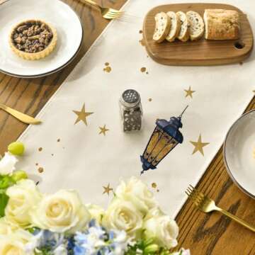 Artoid Mode Castle Lantern Flower Table Runner for Home Decor