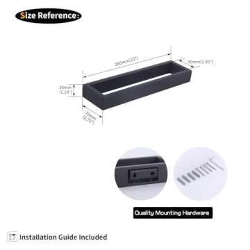 GERZWY Modern Black Towel Holder SUS304 Stainless Steel Towel Hanger Towel Ring for Bathroom Lavatory Wall Mount Contemporary Style HG1706-BK