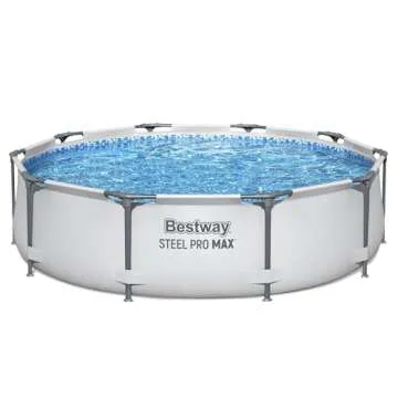 Bestway Steel Pro MAX 10 Foot x 30 Inch Round Metal Frame Above Ground Outdoor Backyard Swimming Pool Set with 330 GPH Filter Pump