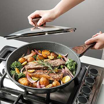 SENSARTE Nonstick Skillet with Lid, 12.5" Healthy Cooking Pan, PFOA Free
